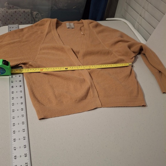 Sioni Womens Camel Tan Ribbed Dolman Sleeve Open Front Cardigan Sweater M - Picture 6 of 8